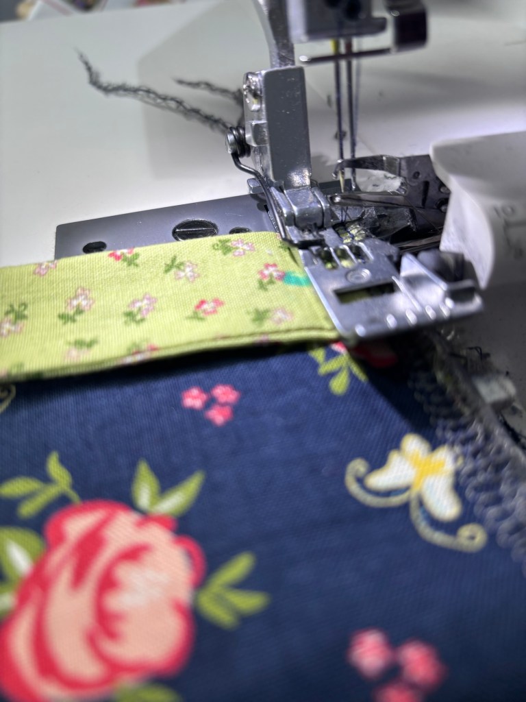 Sewed ties to aproon